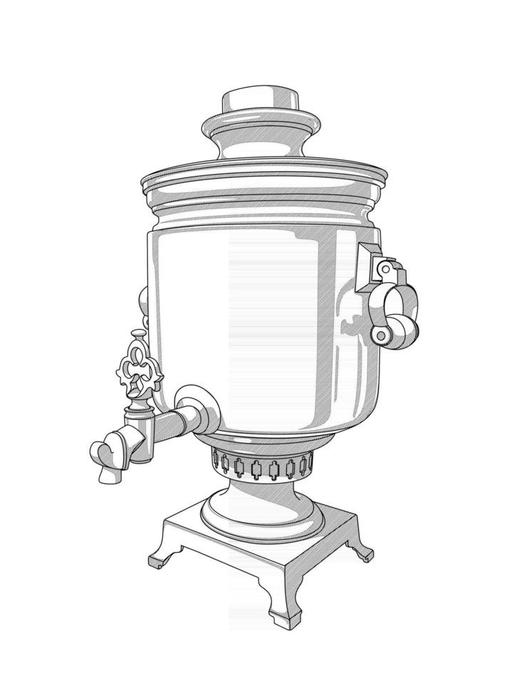 antigüedades samovar para la cocina vector