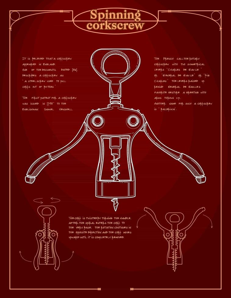 corkscrew open a bottle of wine vector