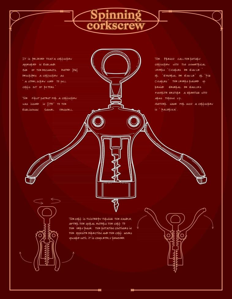 sacacorchos abre una botella de vino vector