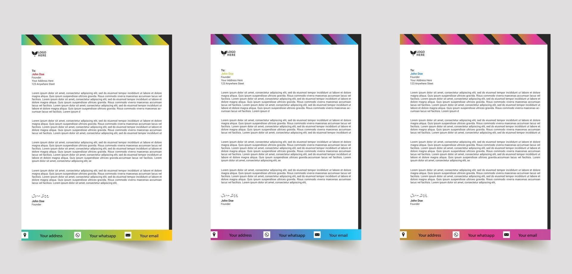 abstract Business professional letterhead templates set vector