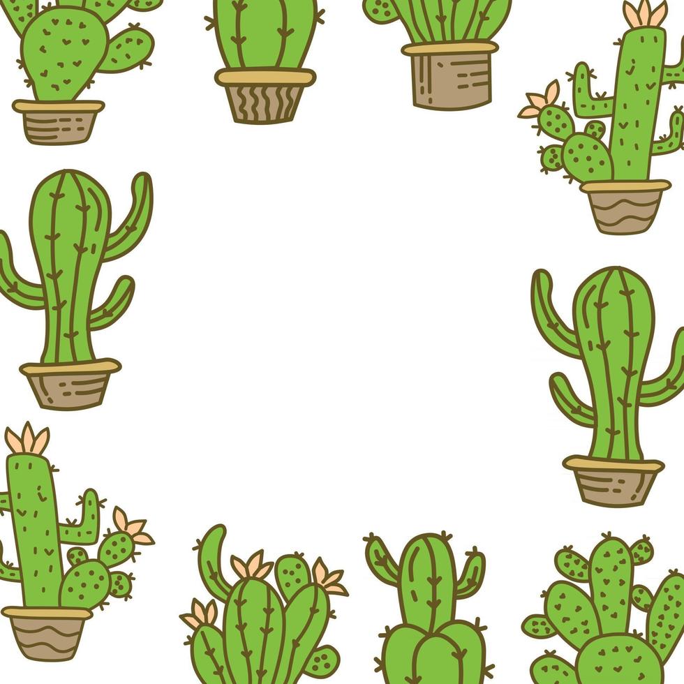 vector de plantilla vacía de marco de cactus