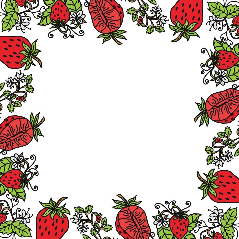 Strawberry Fruit Frame Empty Template Vector