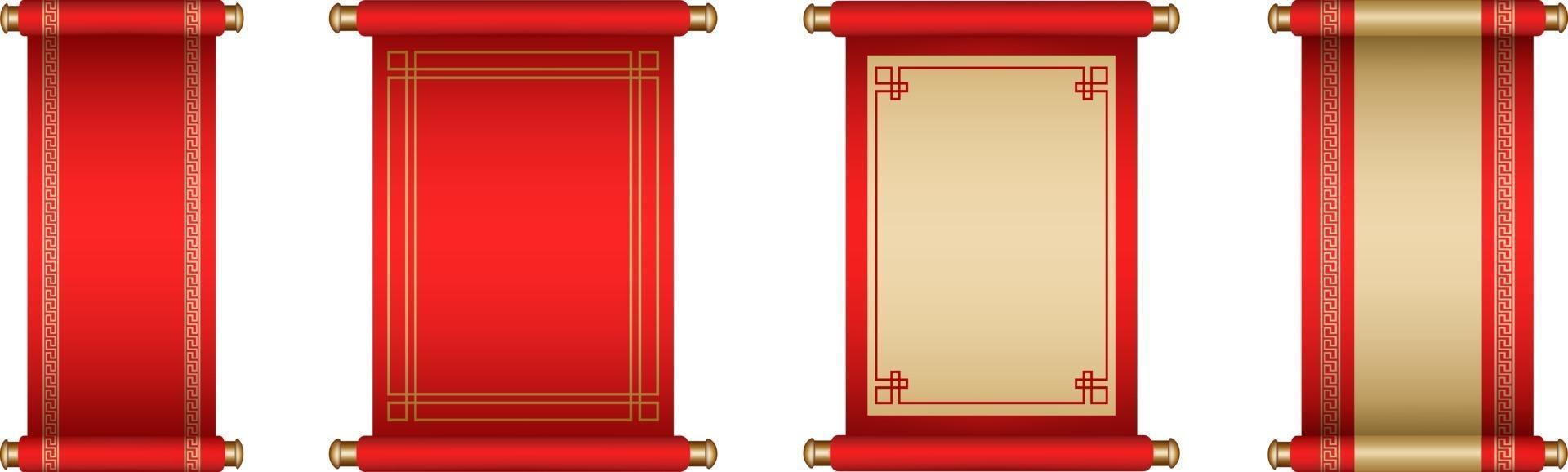 conjunto de pergaminos chinos aislados vector