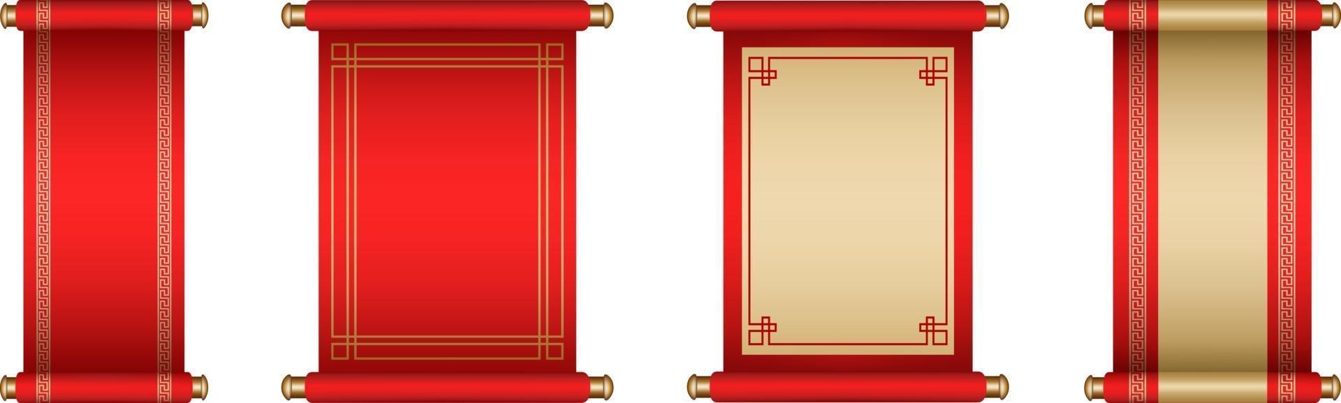set of isolated chinese scrolls vector