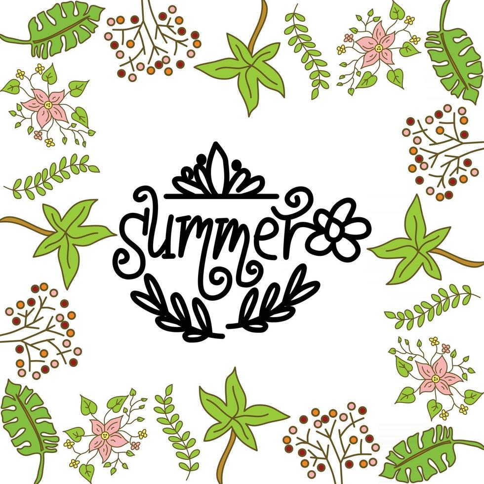 Summer Frame Text Template Vector Background