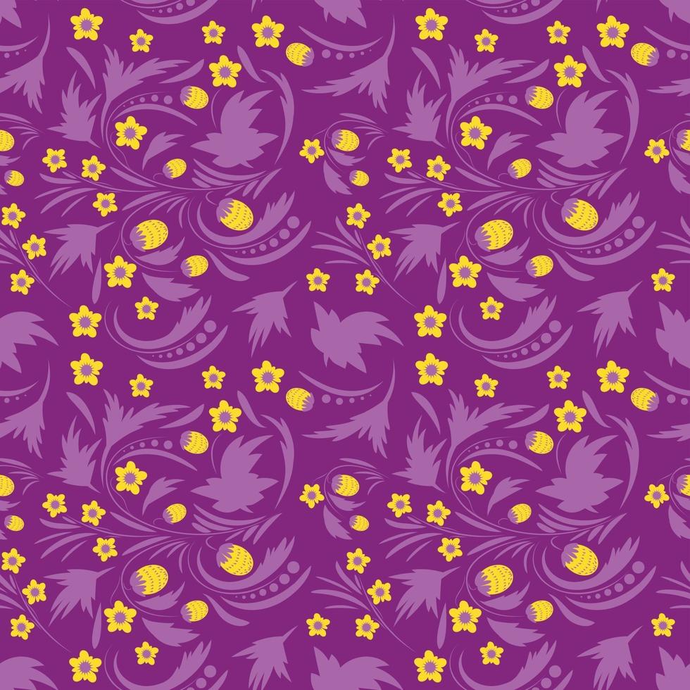 Folk floral art pattern  Flowers abstract surface design  Seamless pattern vector