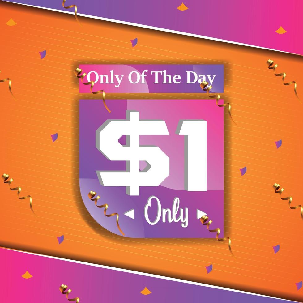 Dollar one only deal of the day promotion advertising banner vector
