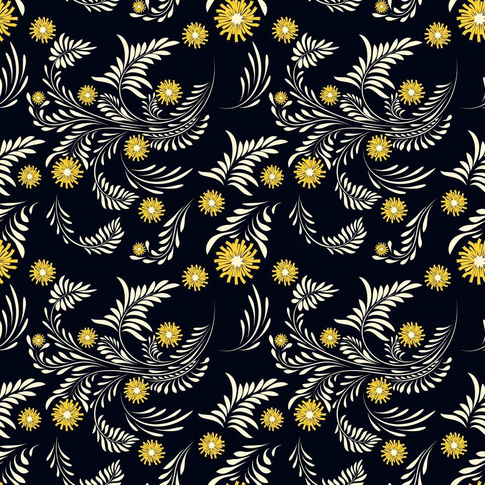 Folk floral art pattern  Flowers abstract surface design  Seamless pattern vector