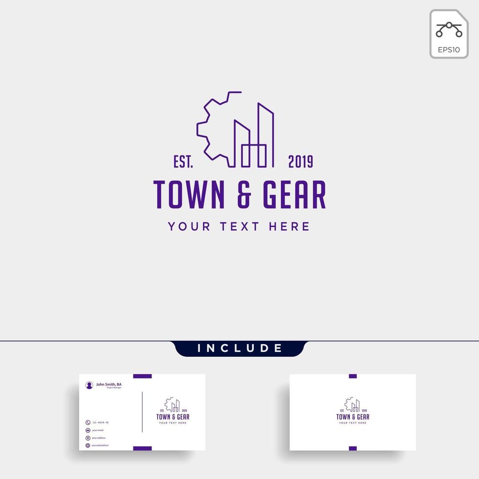 Gear town industry logo design vector