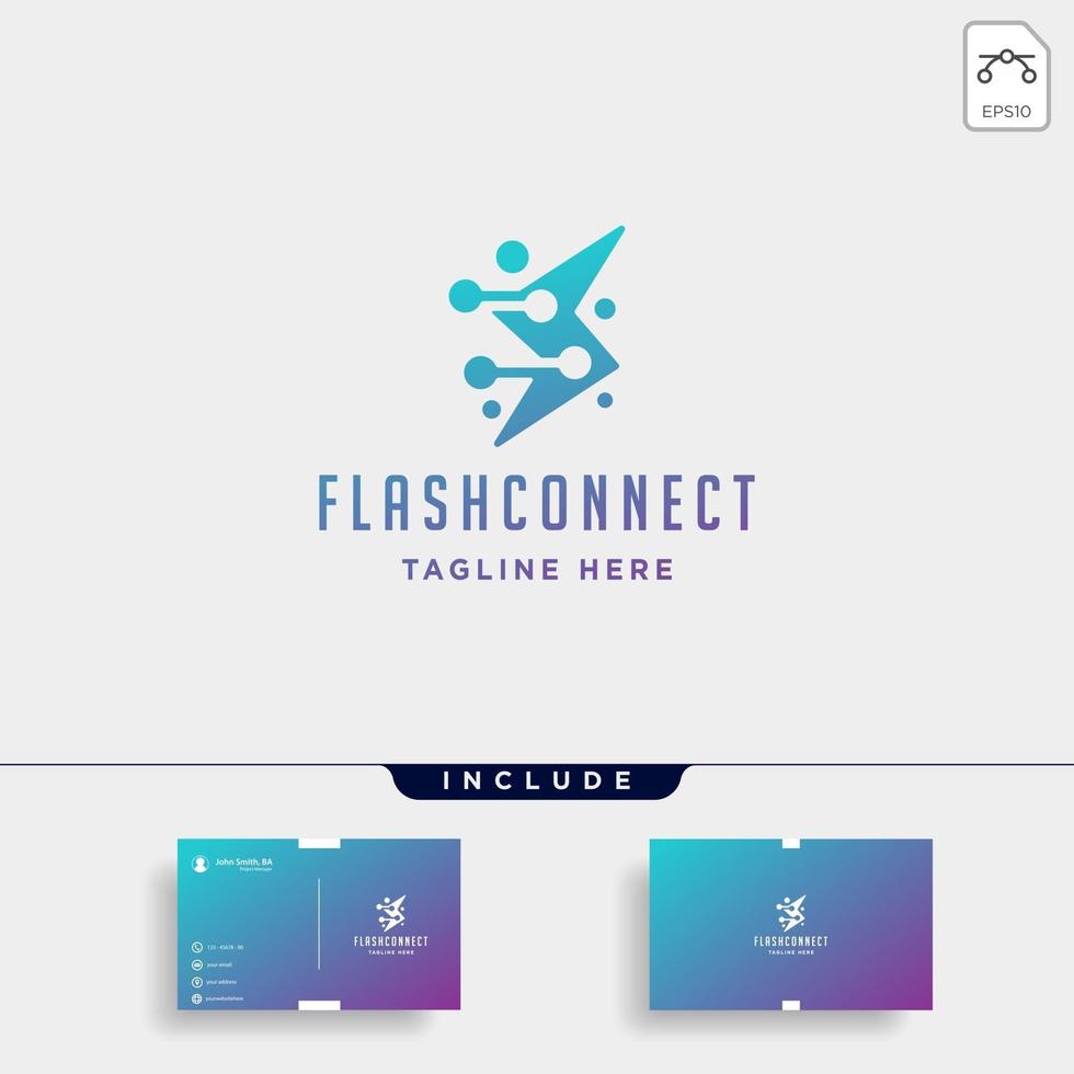 flash thunder internet logo design vector