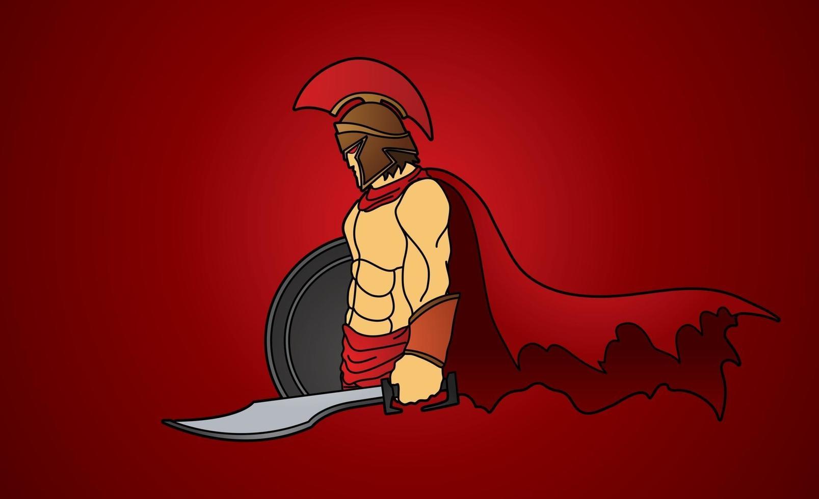 guerrero espartano guerrero romano o griego con espada vector