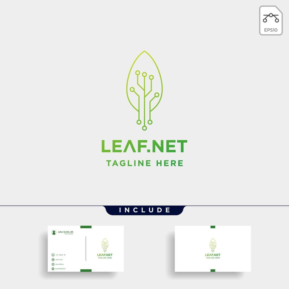diseño de logotipo de tecnología verde hoja vector