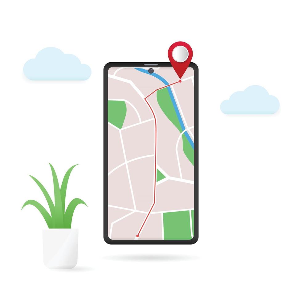 City map navigation on mobile phone illustration vector
