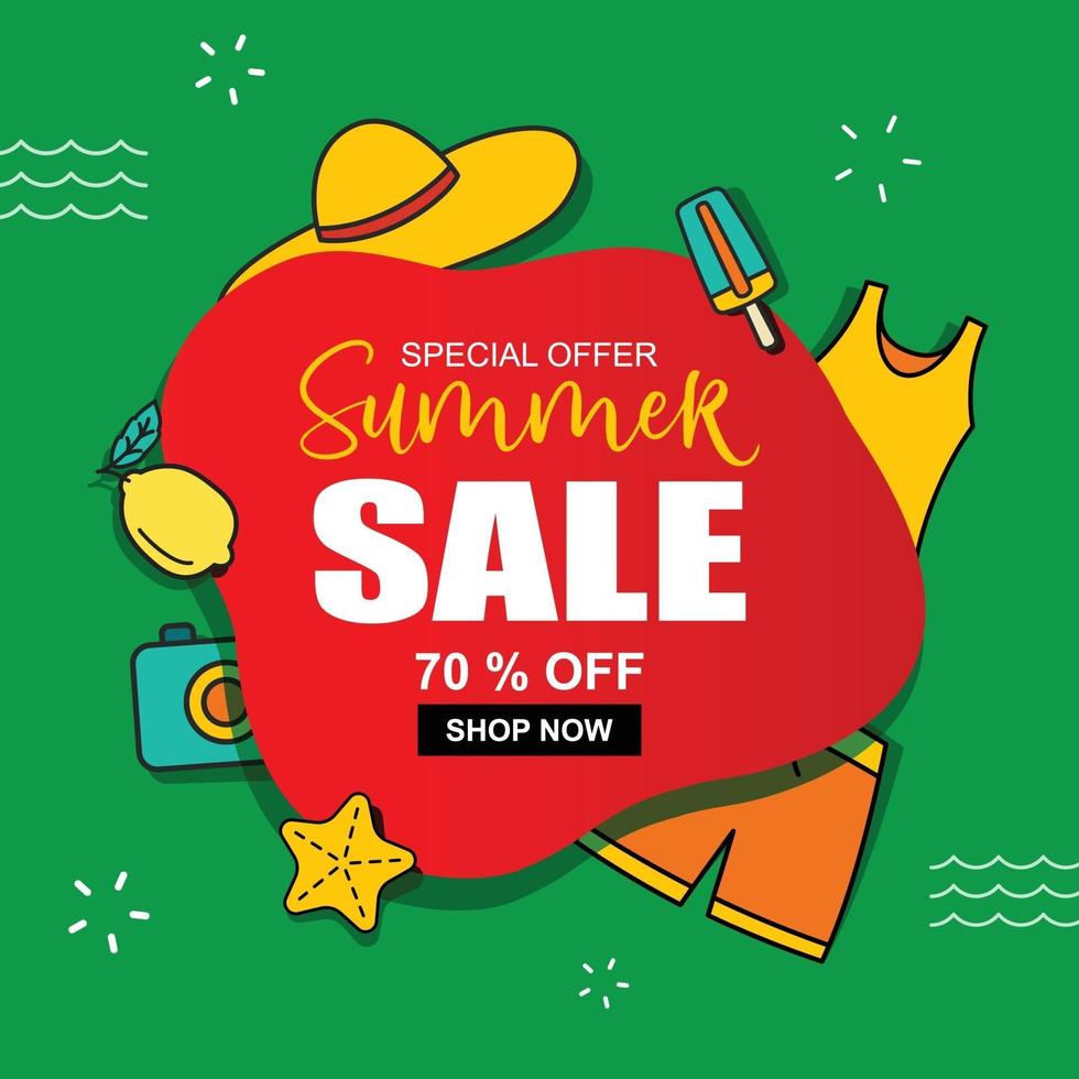 Summer sale banner cover template background Summer discount special offer cute design vector