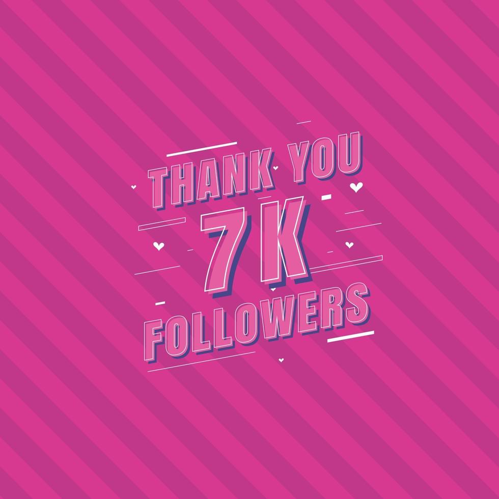 Thank you 7k Followers celebration Greeting card for 7000 social followers vector