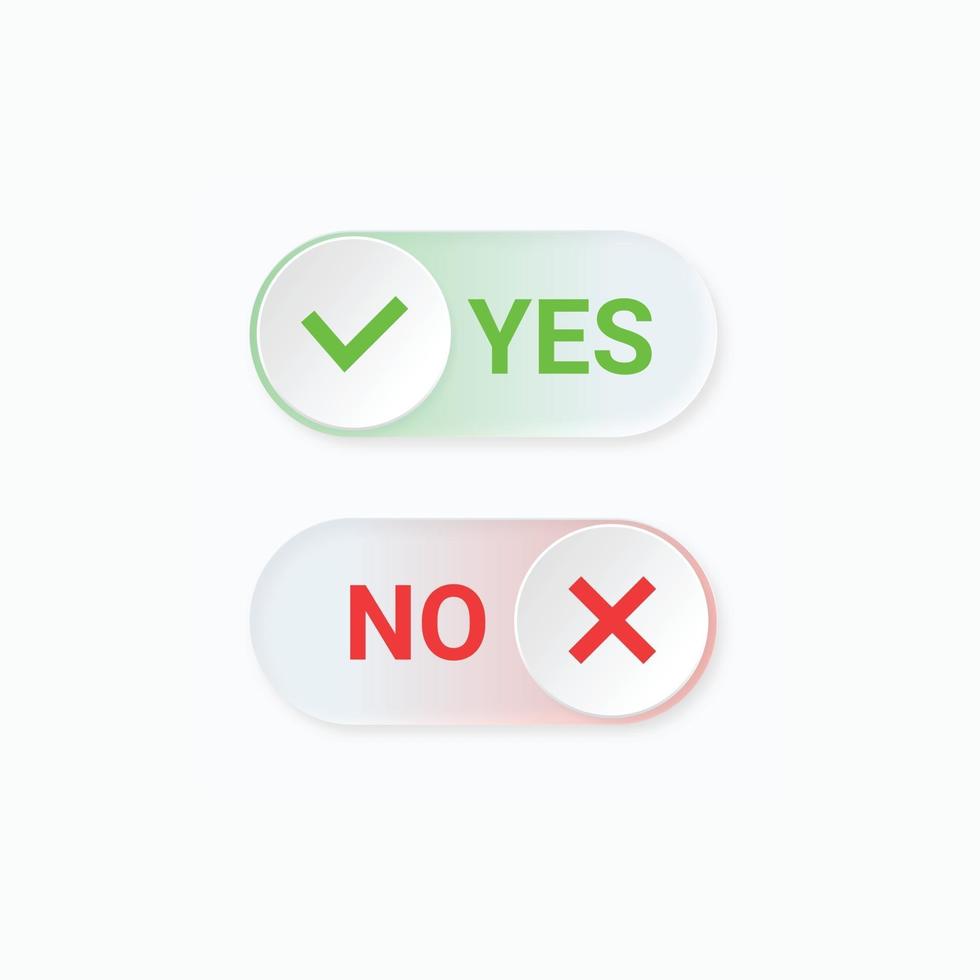 Yes green checkmark and no red cross switch button vector