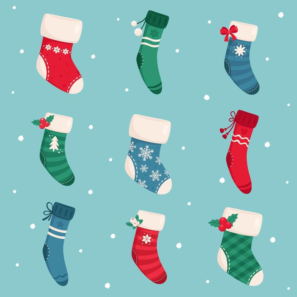 Christmas socks and stockings collection vector