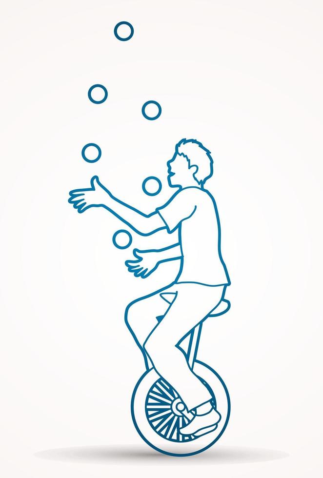 Juggling Balls While Cycling Outline vector