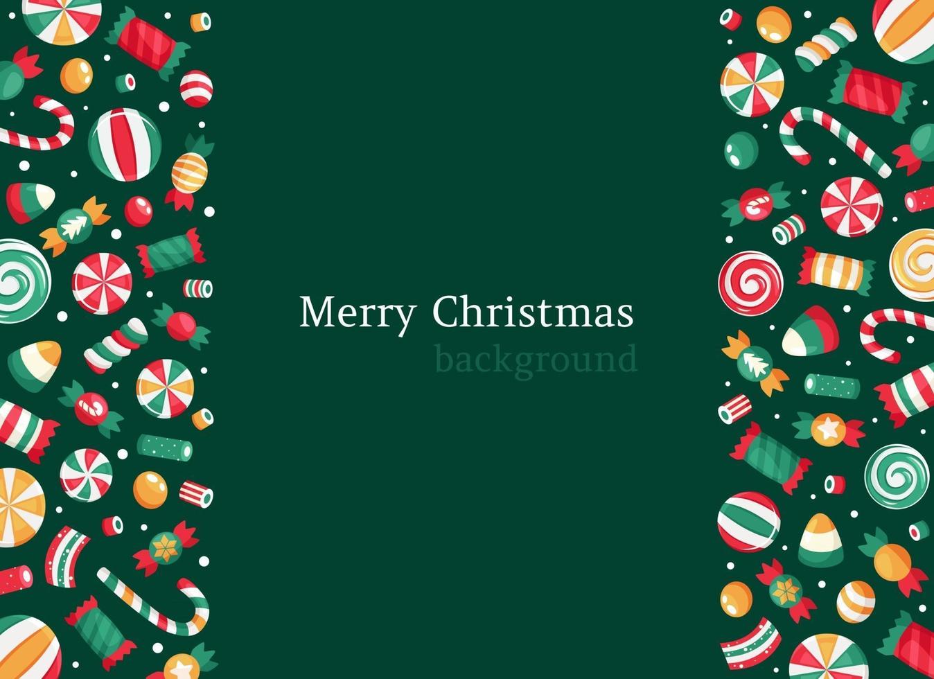 Merry Christmas background Christmas sweets and candies collection vector