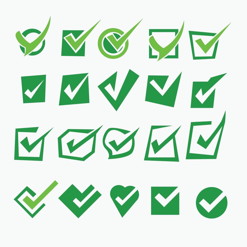 Various check mark icon and doodle collection element vector