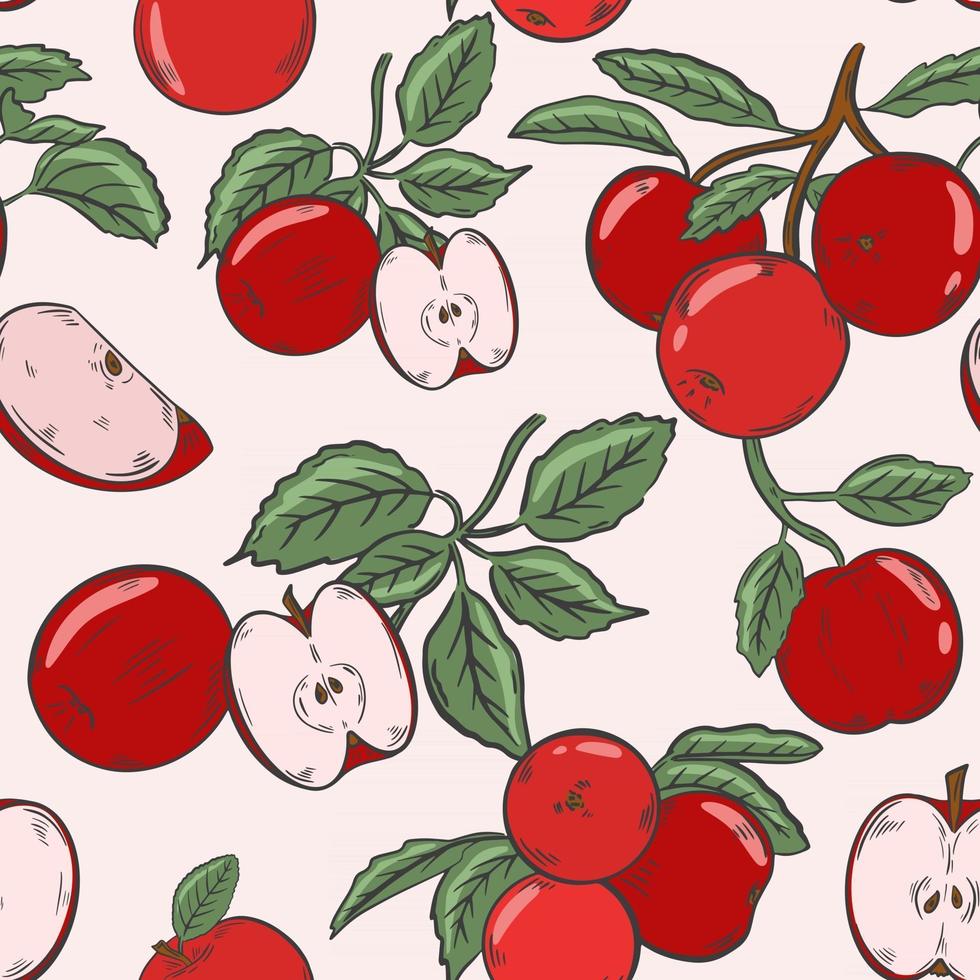 Colorful pattern with red apples Vector