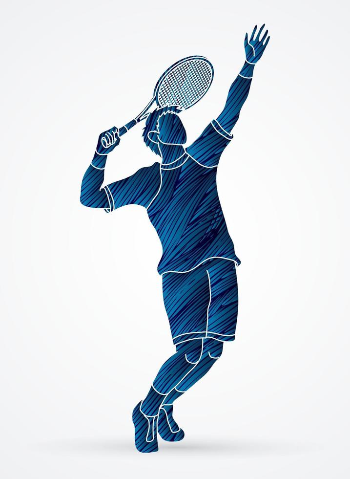 acción de jugador de tenis masculino vector