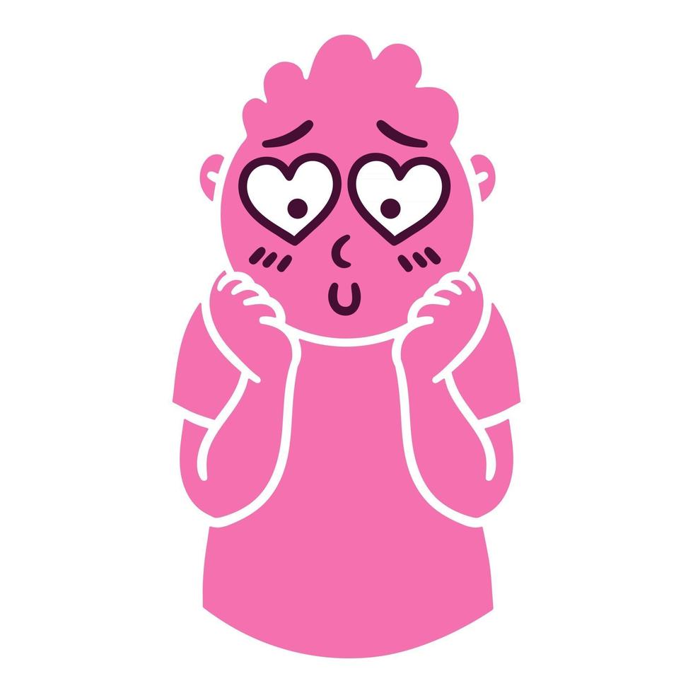 Man with falling in love emotions Embarrassed emoji avatar Portrait of a confused person Cartoon style Flat design vector illustration
