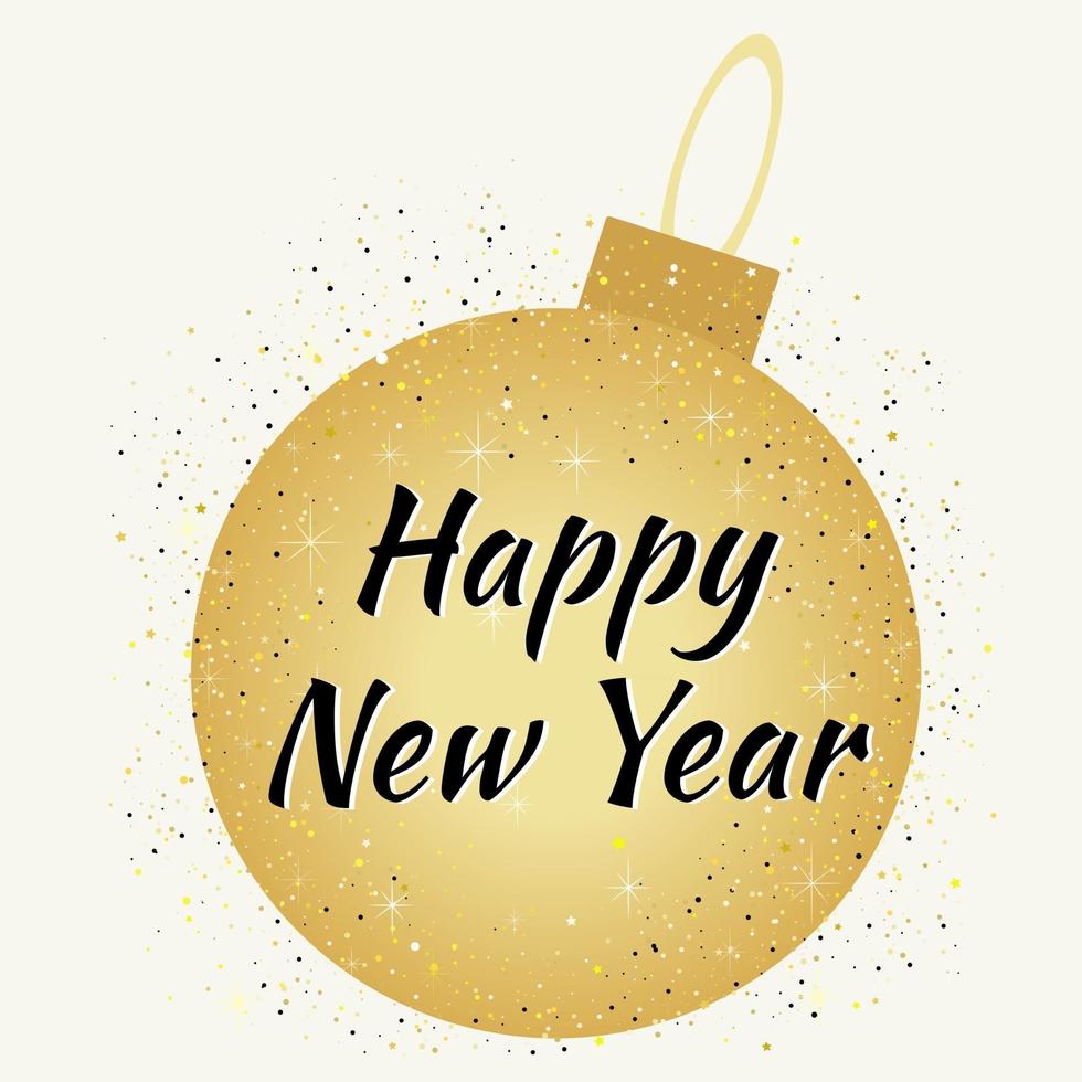 globo dorado con felicitaciones feliz año nuevo vector
