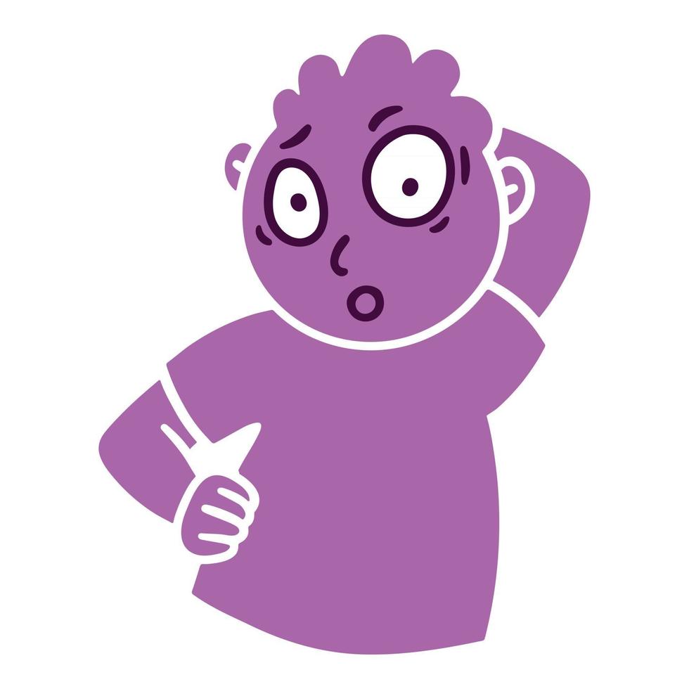 Hombre con emoción interrogante sorprendido emoji avatar retrato de una persona de ojos abiertos estilo de dibujos animados diseño plano ilustración vectorial vector