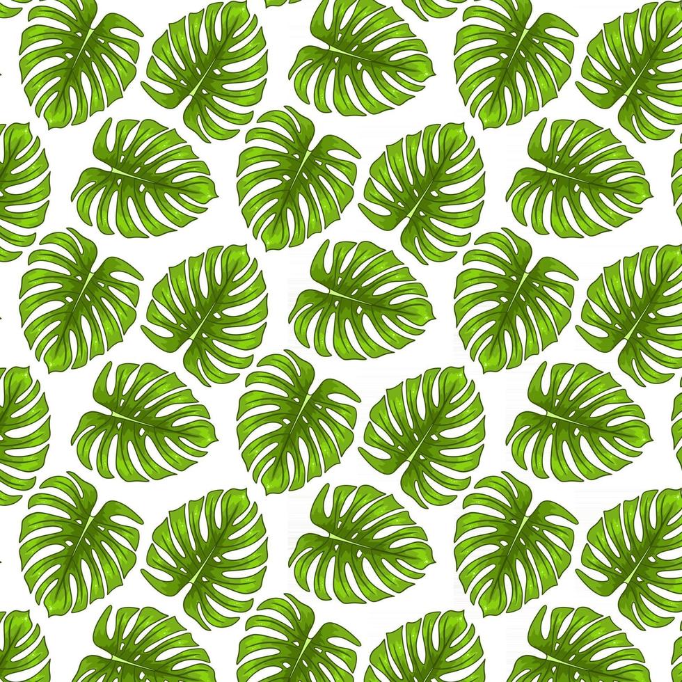 Tropical seamless pattern with exotic leaves in cartoon style vector