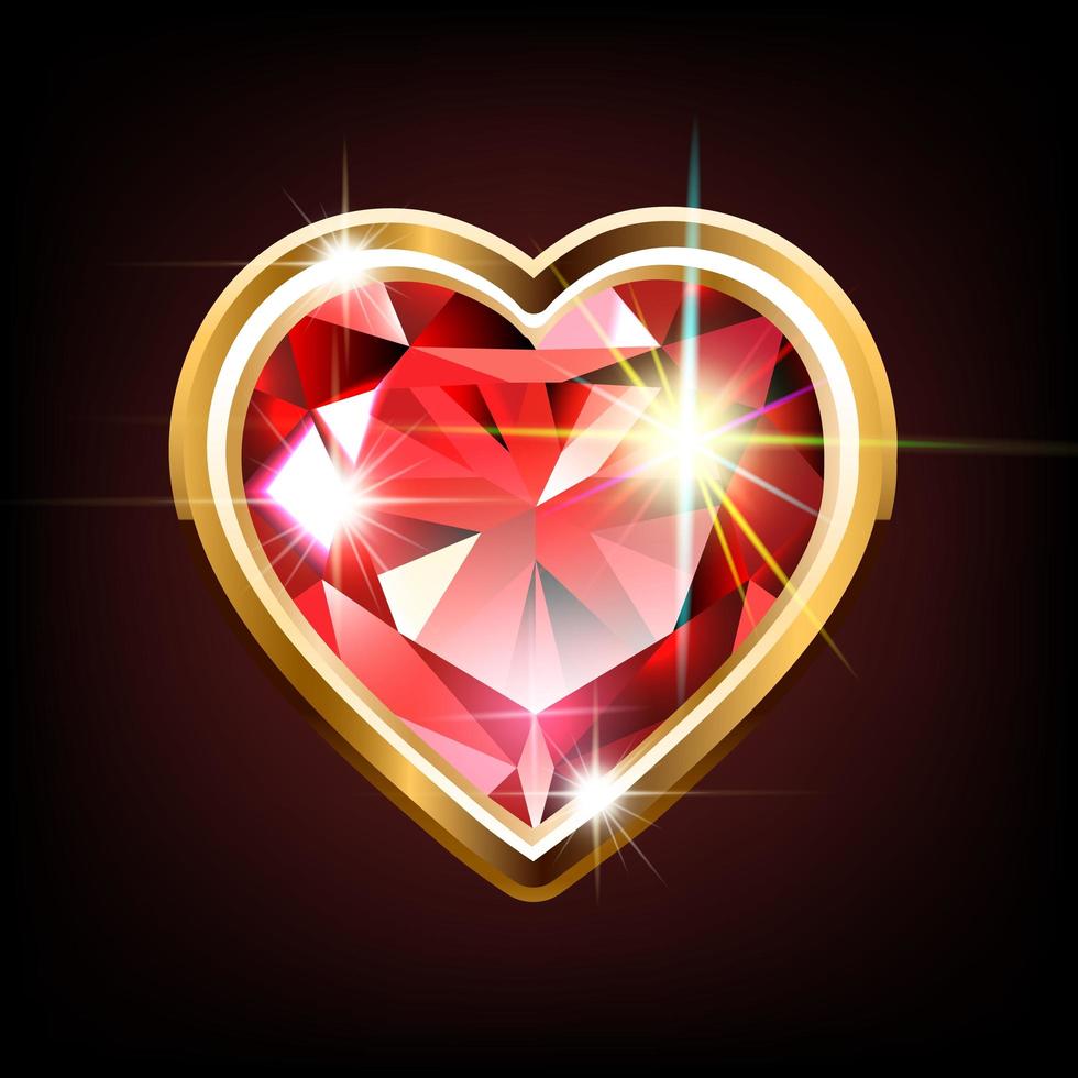 Bright ruby in the shape of a heart vector