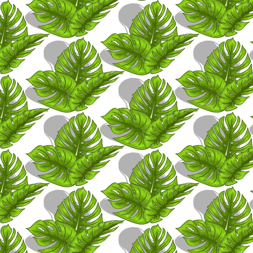 Tropical seamless pattern with exotic leaves in cartoon style vector