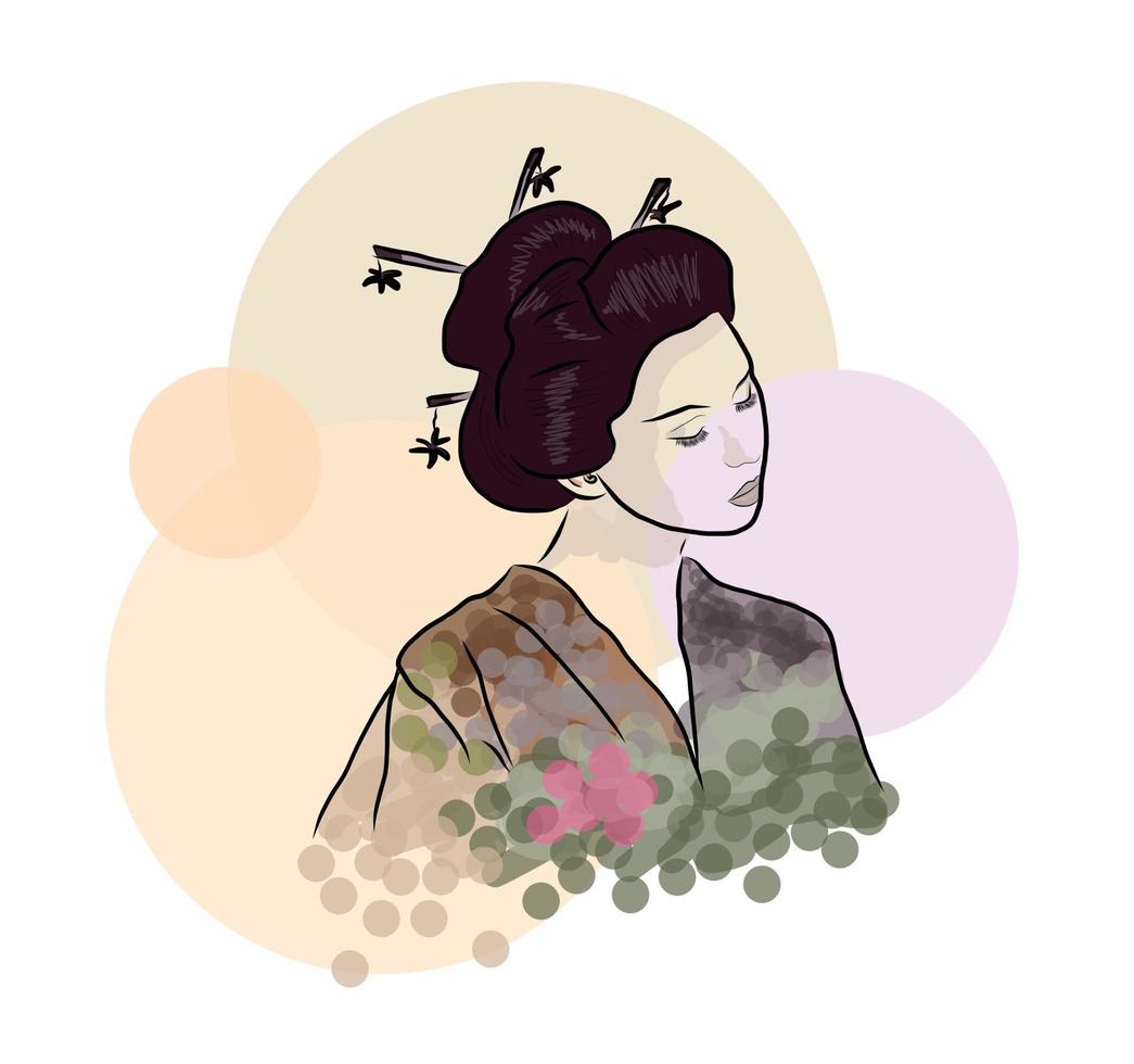 geisha hermosa chica japonesa vector