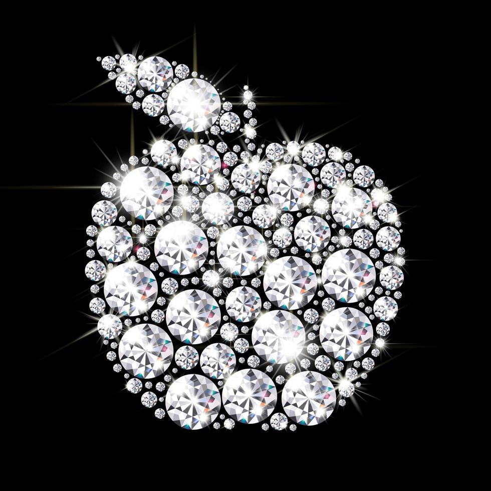 Sparkling apple made from diamonds vector eps 10