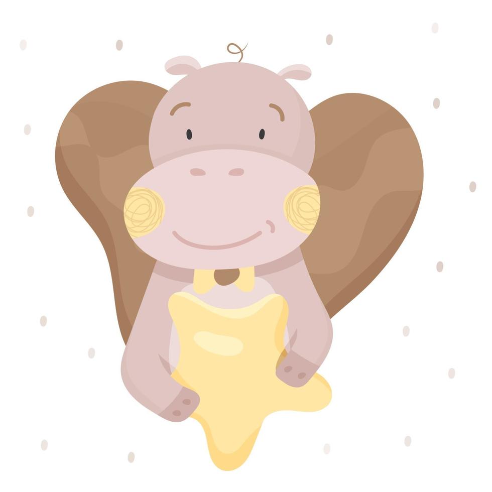 Cute hippo is holding a star vector