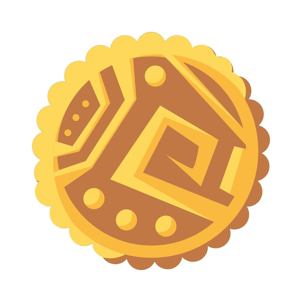 icono azteca tesoro moneda de oro antigua vector