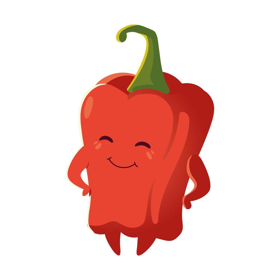 cute pepper vegetable cartoon detailed icon isolated style vector