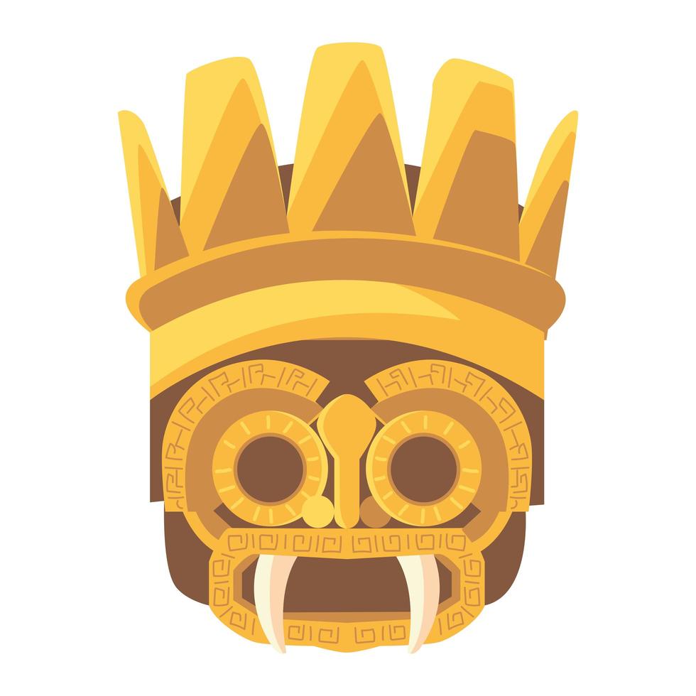 adorno de máscara azteca dorada en estilo vector