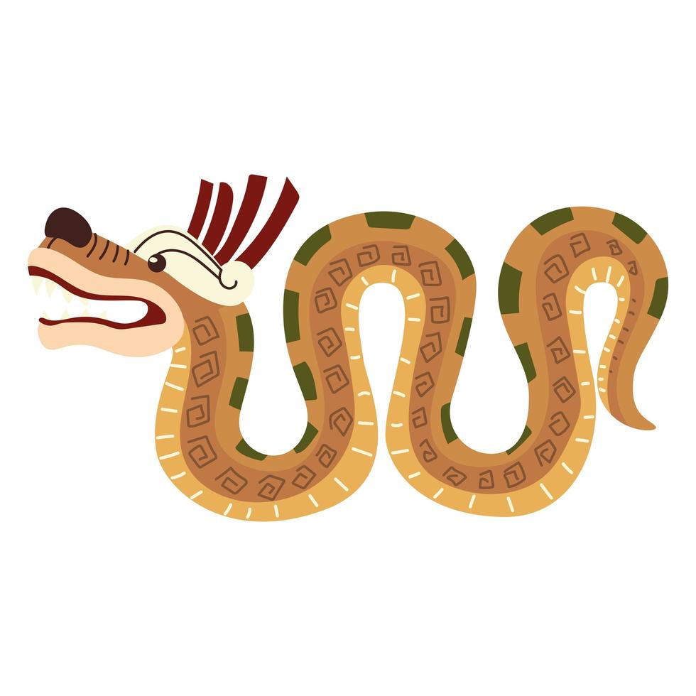 Diseño de icono de adorno de serpiente azteca tradicional vector