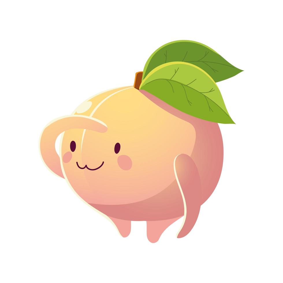 fruits kawaii funny face happiness cute peach cartoon vector