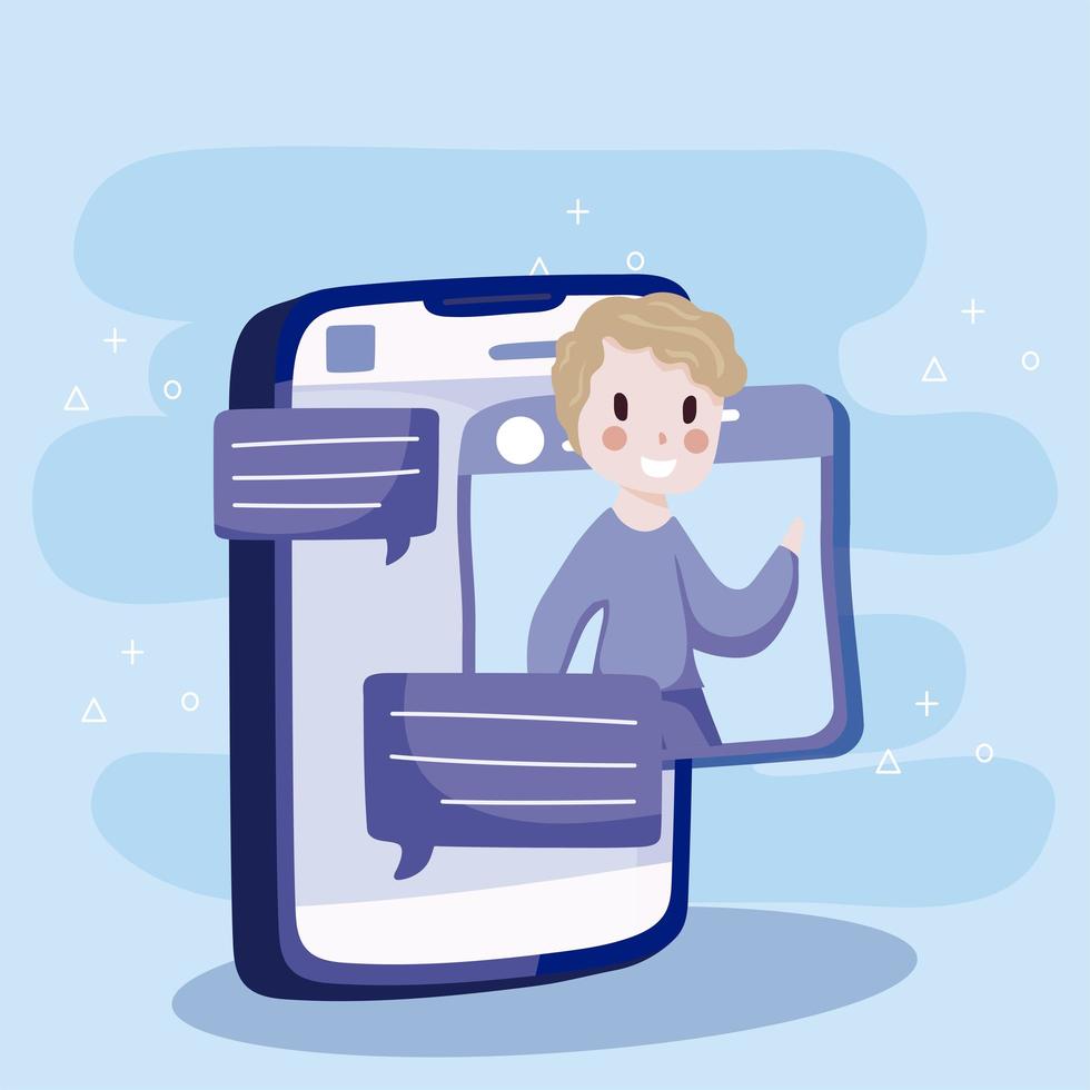 smartphone website video call social media cartoon vector