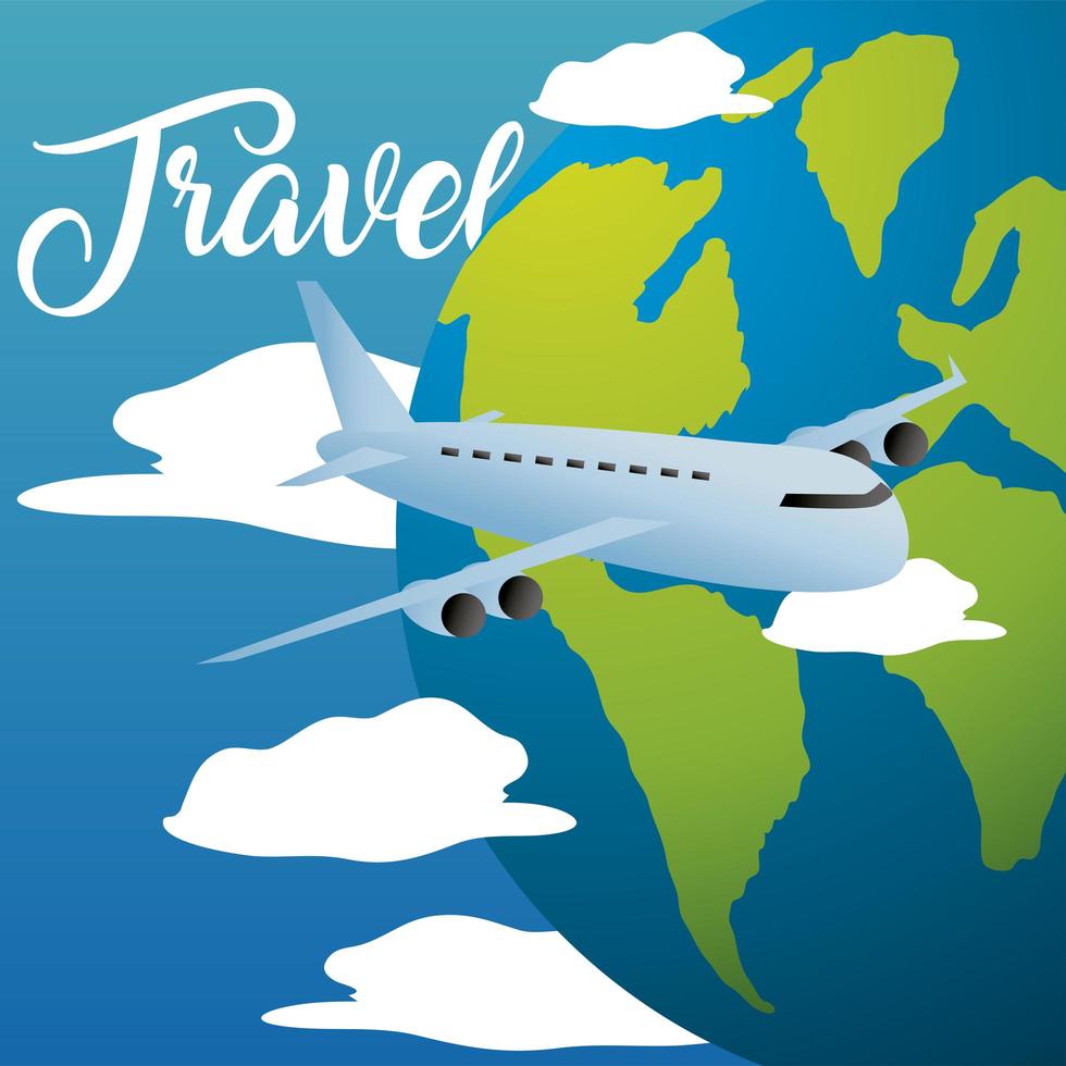 viajes mundo avión vacaciones turismo recreación o negocios vector