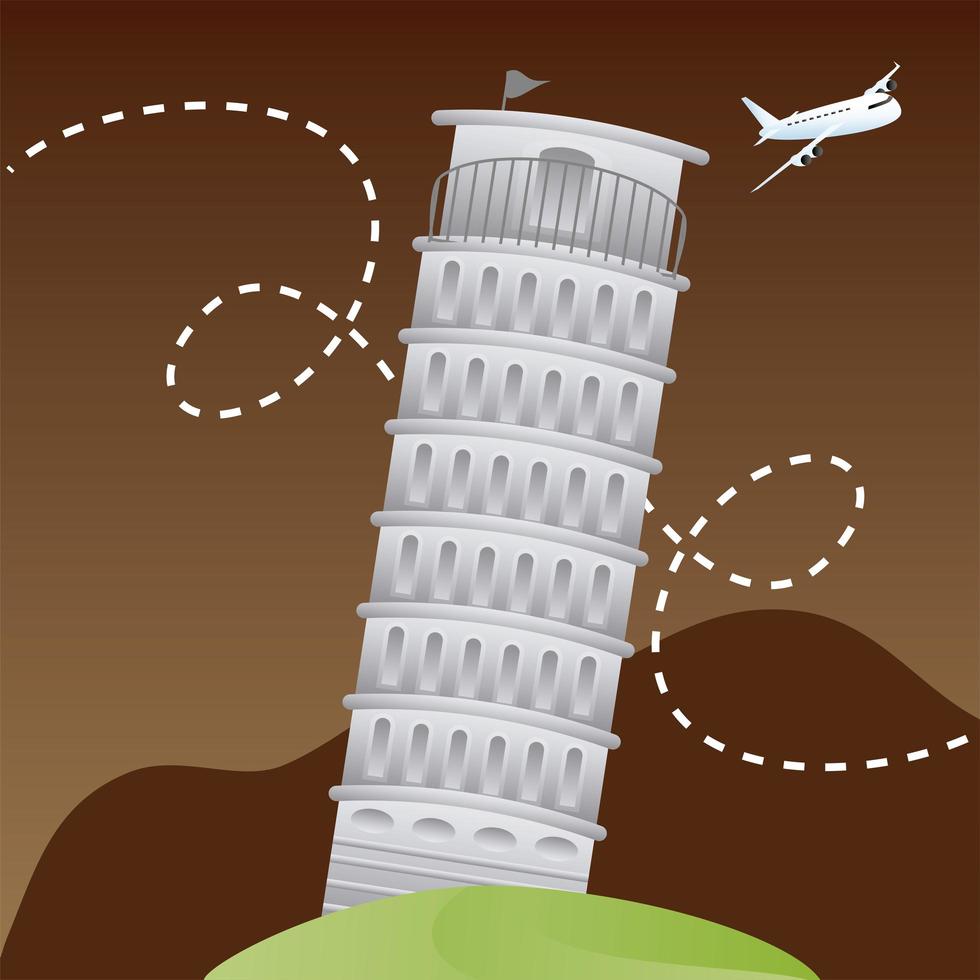 Viajes turismo de vacaciones de la torre de piza hito italiano vector