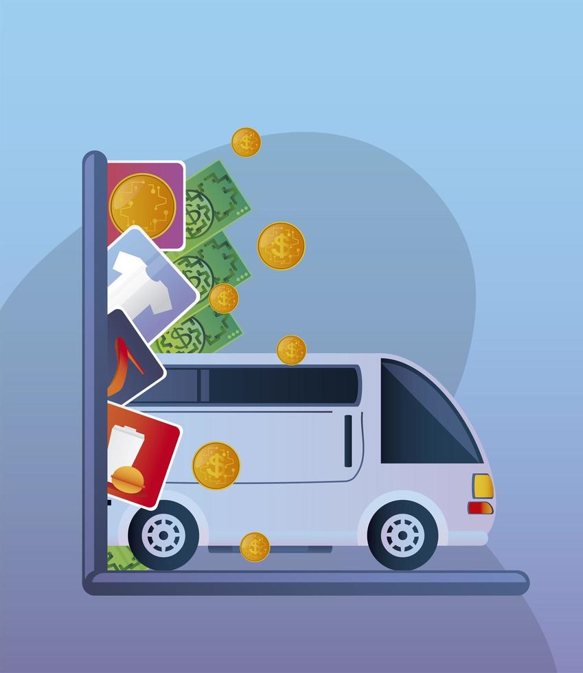 online shopping delivery service order food and clothes vector