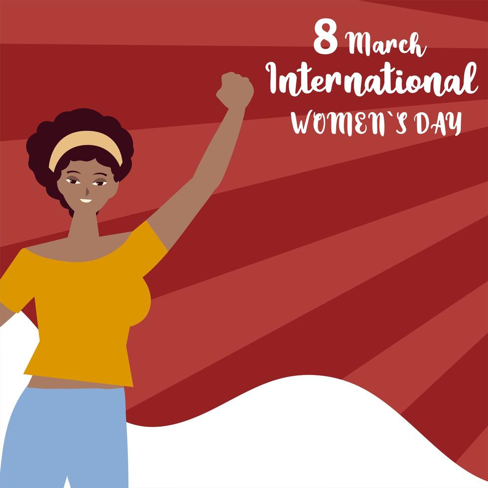 día de la mujer 8 de marzo celebración internacional mujer feliz mano en estilo de dibujos animados vector