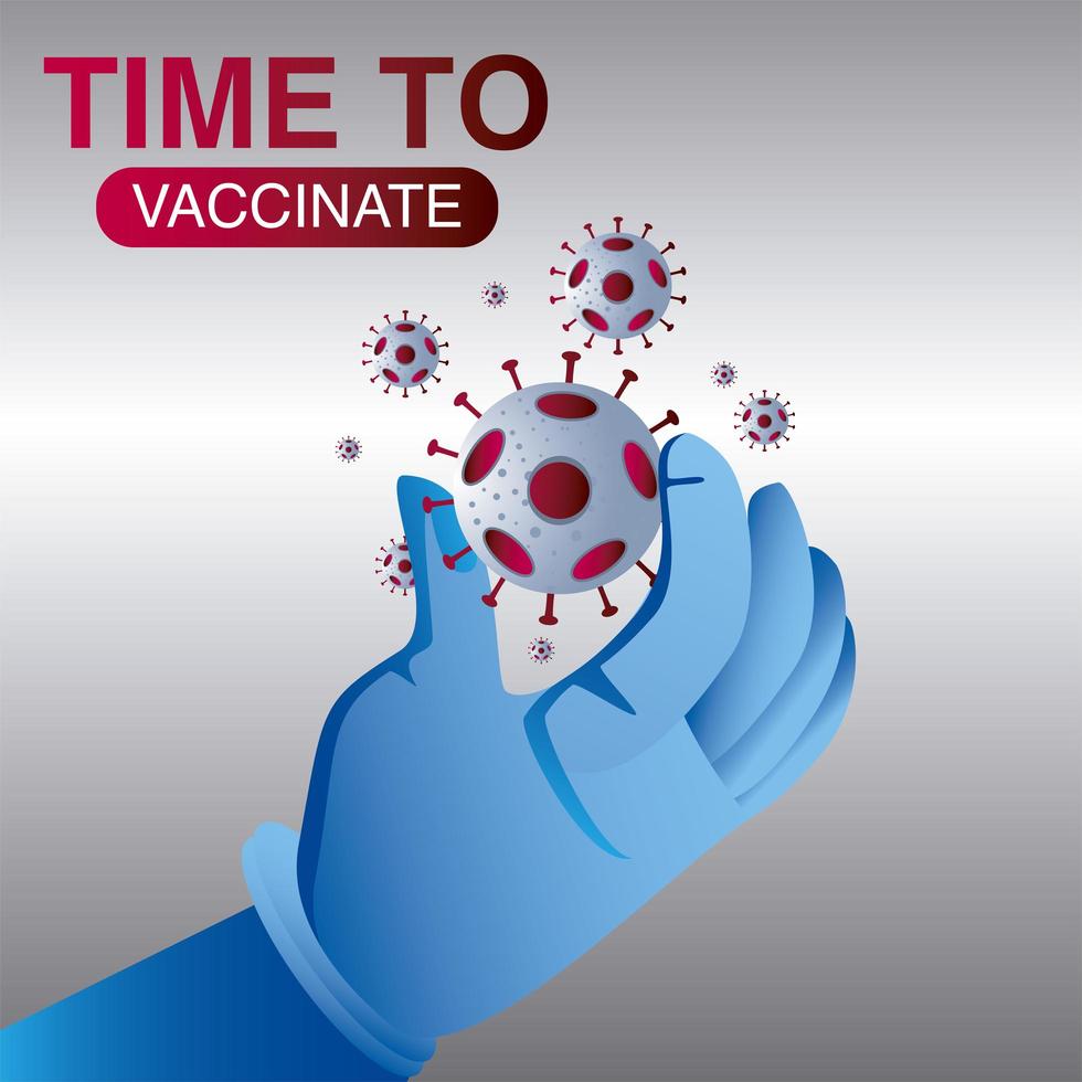 mano de vacuna mundial con guante sostiene protección contra coronavirus covid 19 vector