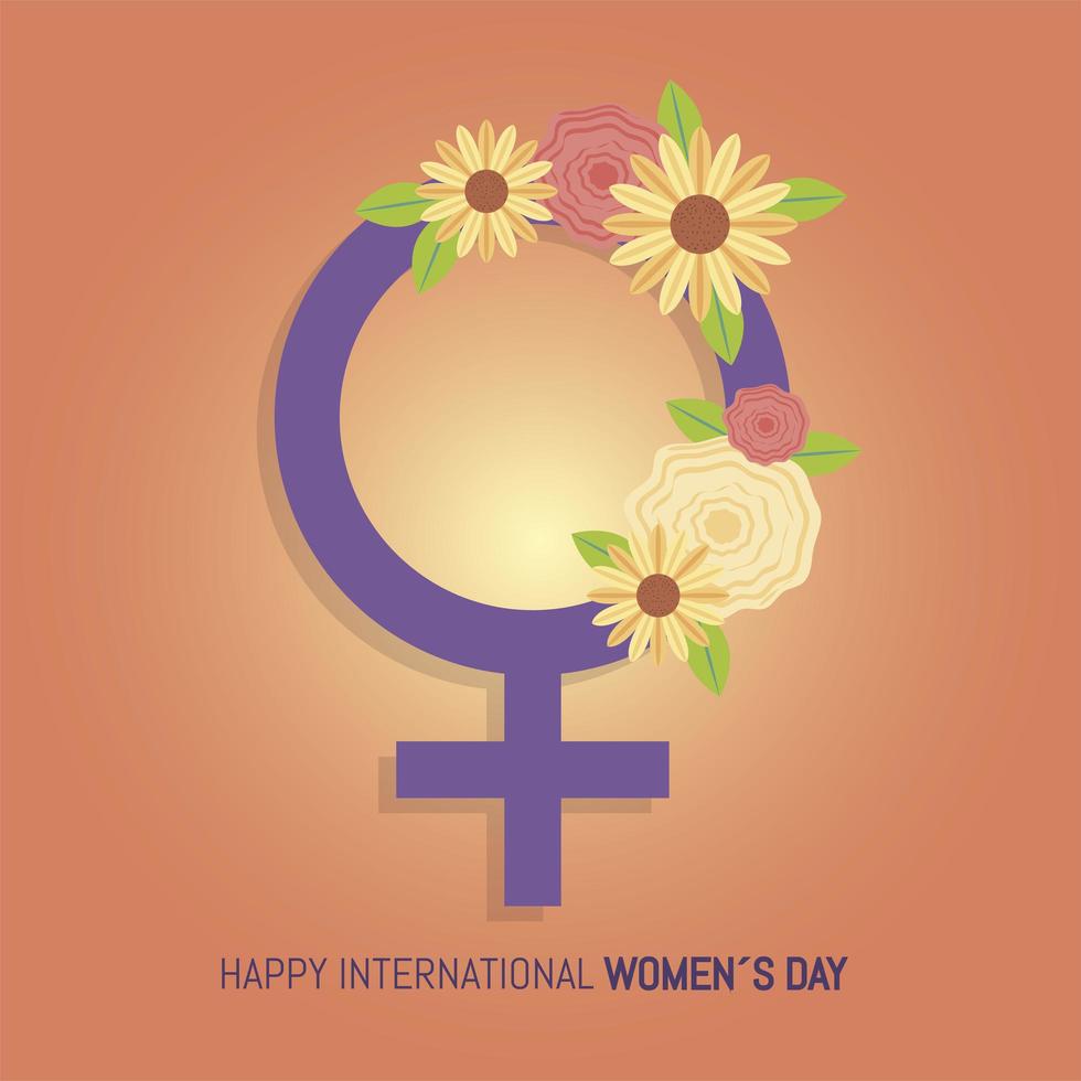 letrero femenino de género del día de la mujer con dibujos animados de  tarjeta de flores 2518396 Vector en Vecteezy