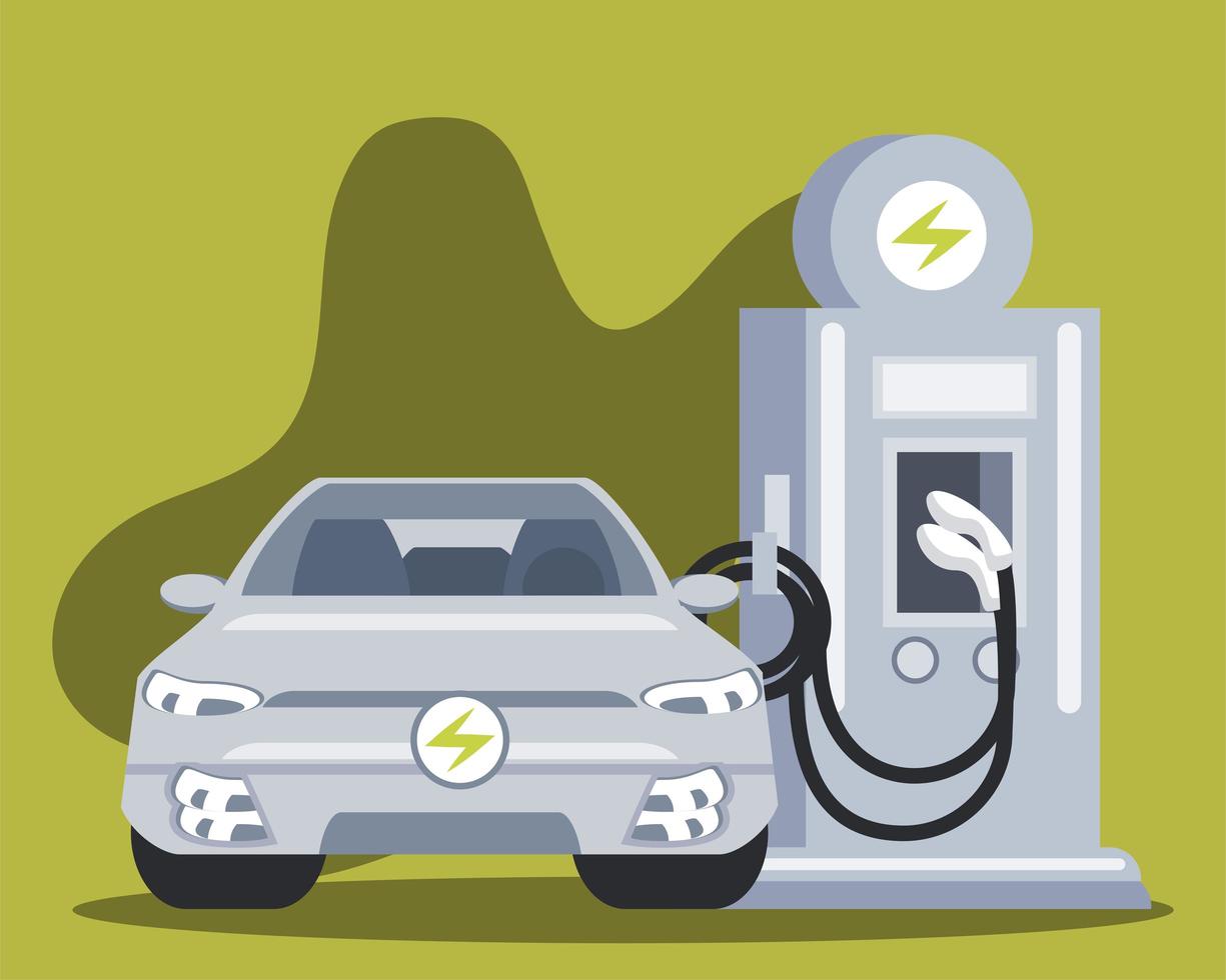 electric vehicles car in charging station vector