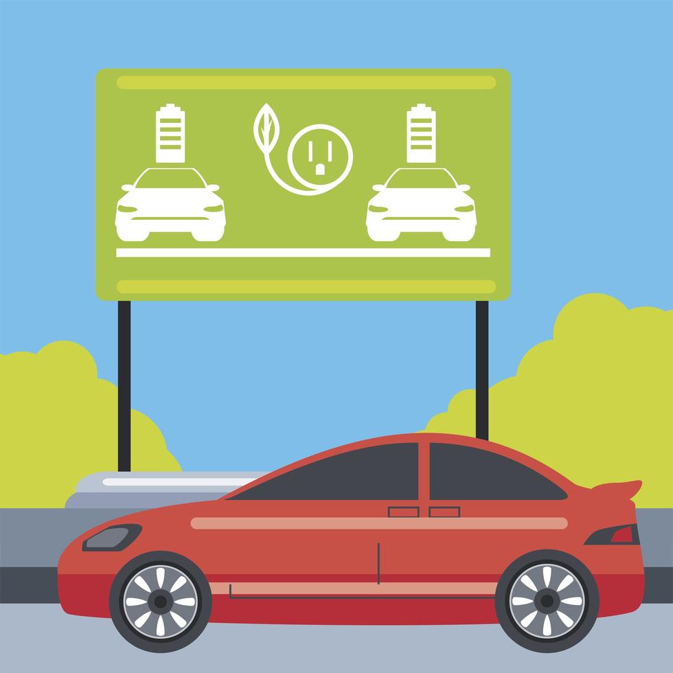 electric car charge zone traffic billboard vector