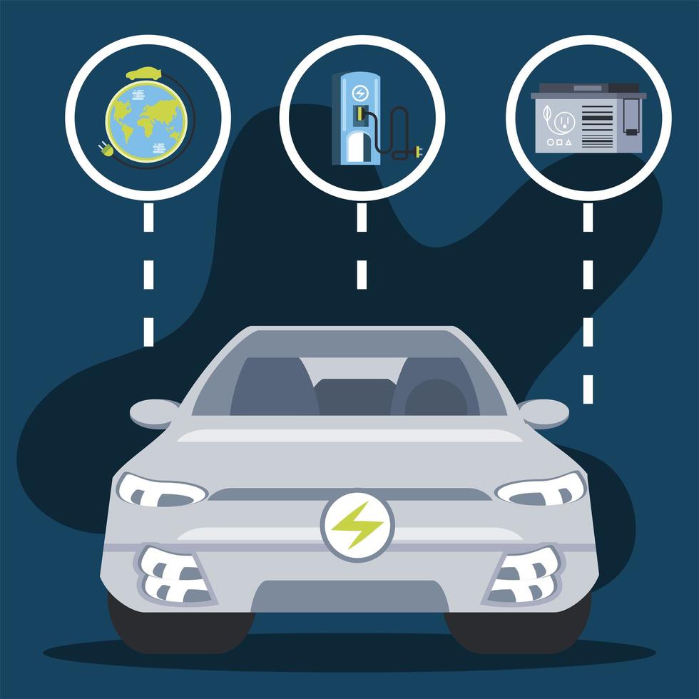 electric car vehicle battery clean energy world vector